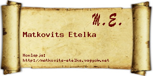Matkovits Etelka névjegykártya